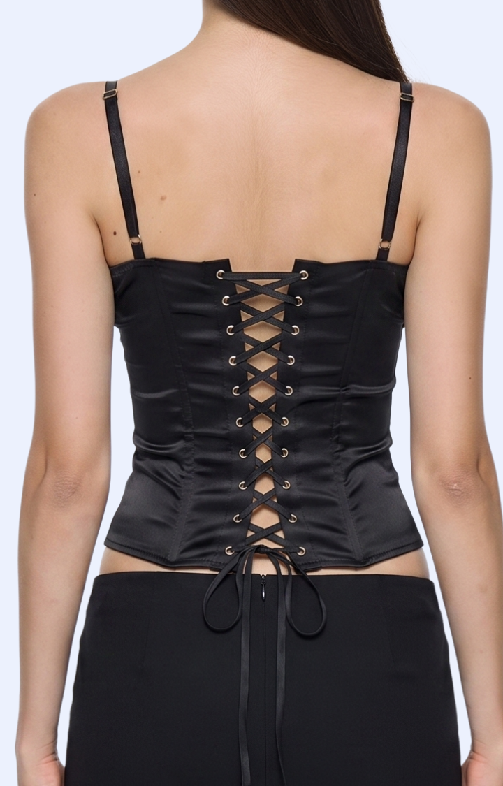 SILENT LURE CORSET TOP IN BLACK