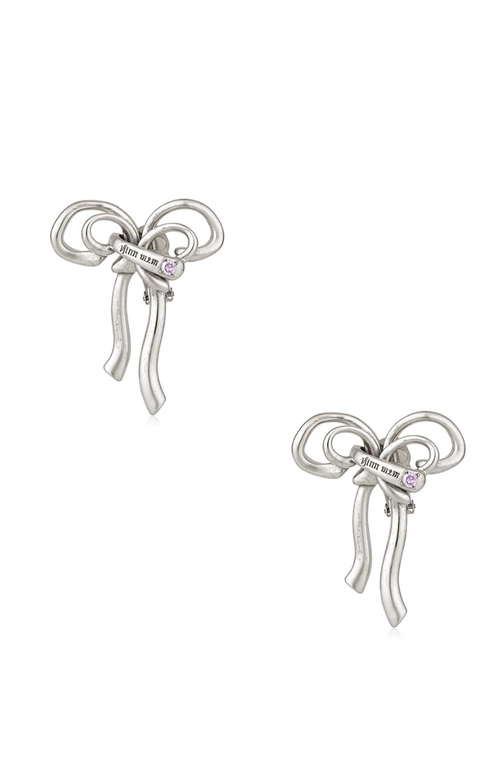 CHROME SILENCE BOW EARRINGS