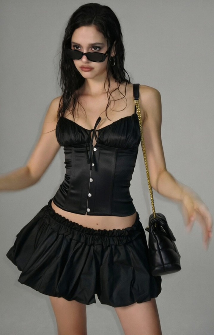 SILENT LURE CORSET TOP IN BLACK