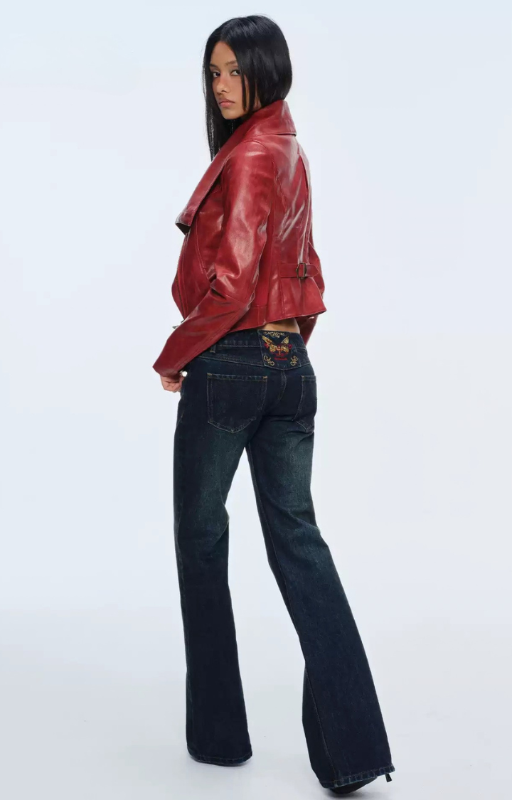MERLOT BITE FAUX LEATHER JACKET