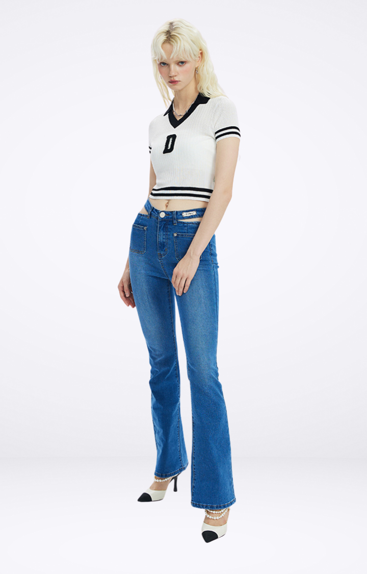 SPLIT WAIST BRAT BOOTCUT JEANS