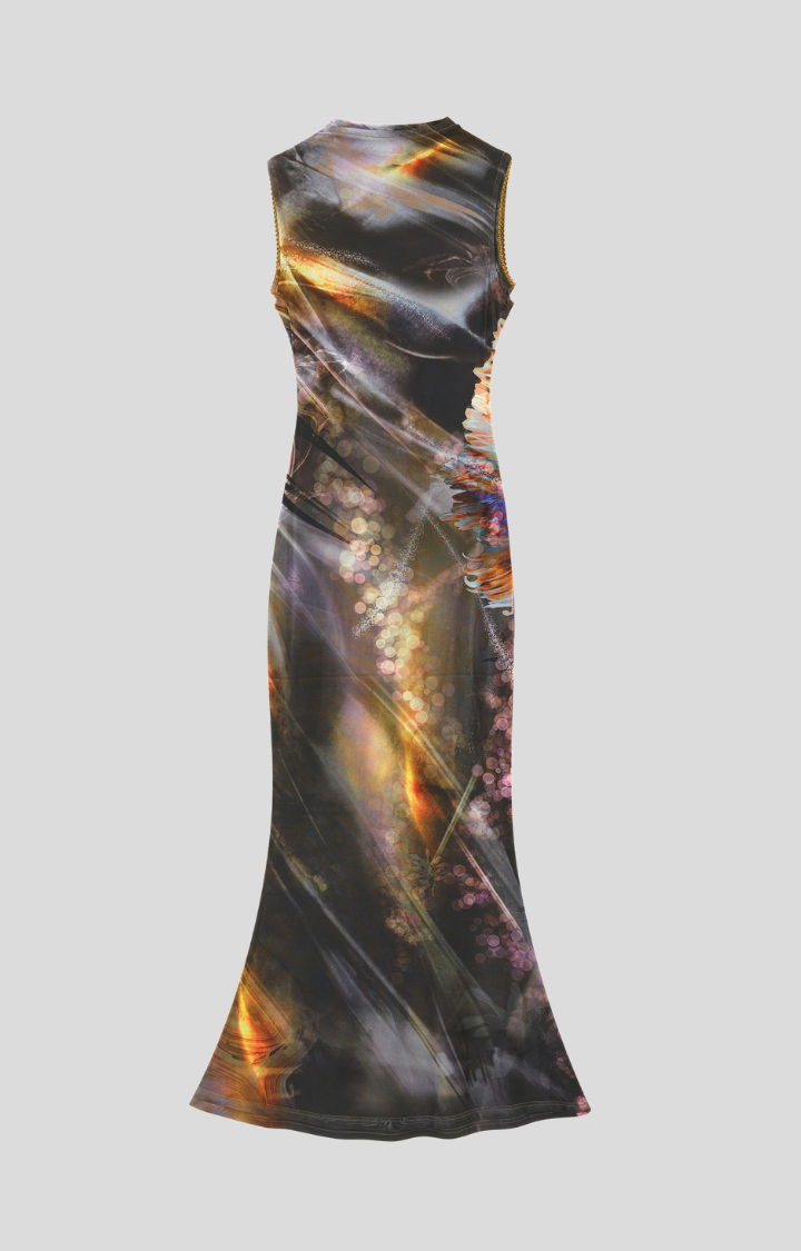 LUNAR BLUR MESH MAXI DRESS -  ECLIPSE BLOOM