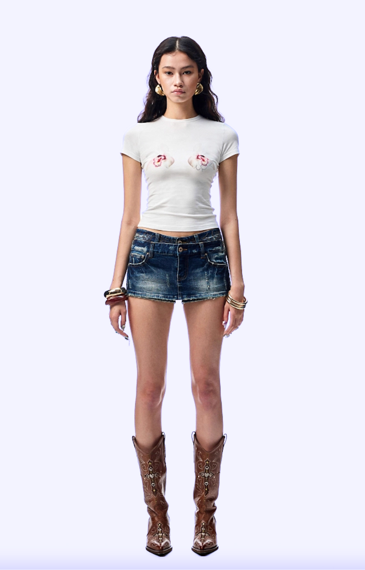 PLAYFUL BLOOM CROP TEE