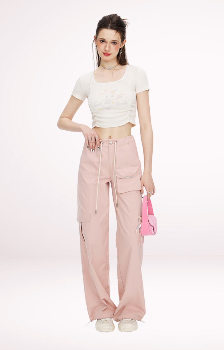 SUGAR CRUSH BUNNY CROPPED TEE  BABY PINK / CREAMY WHITE
