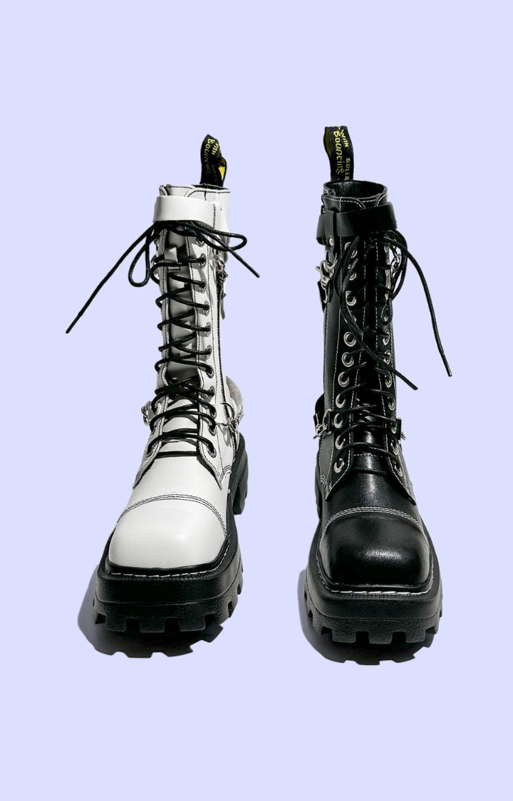 RIOT LACE COMBAT BOOTS IN STORM BLACK