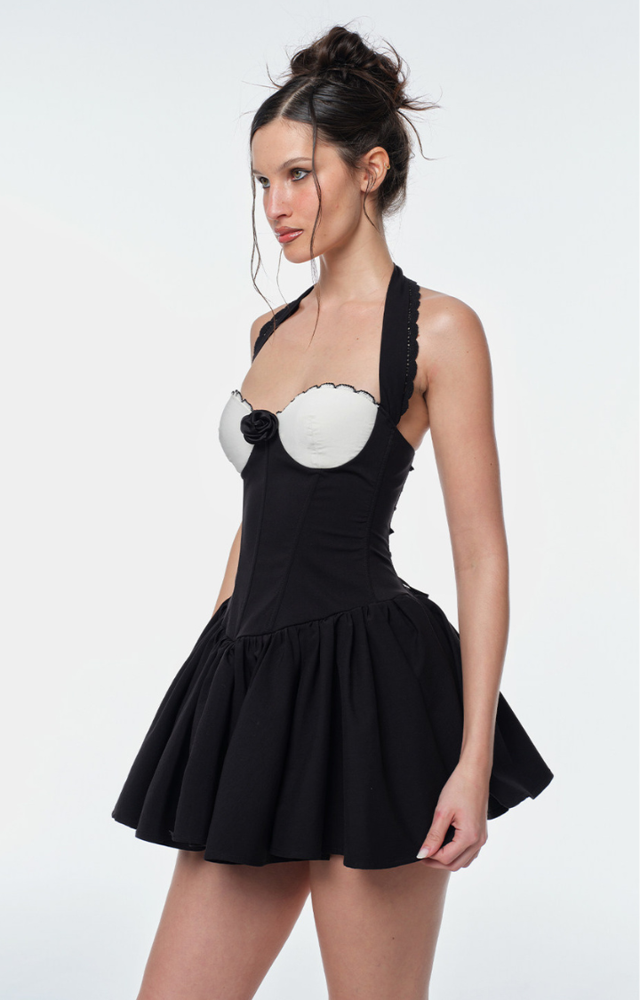HALO BITE HALTER MINI DRESS
