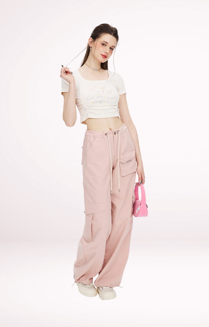 SUGAR CRUSH BUNNY CROPPED TEE  BABY PINK / CREAMY WHITE