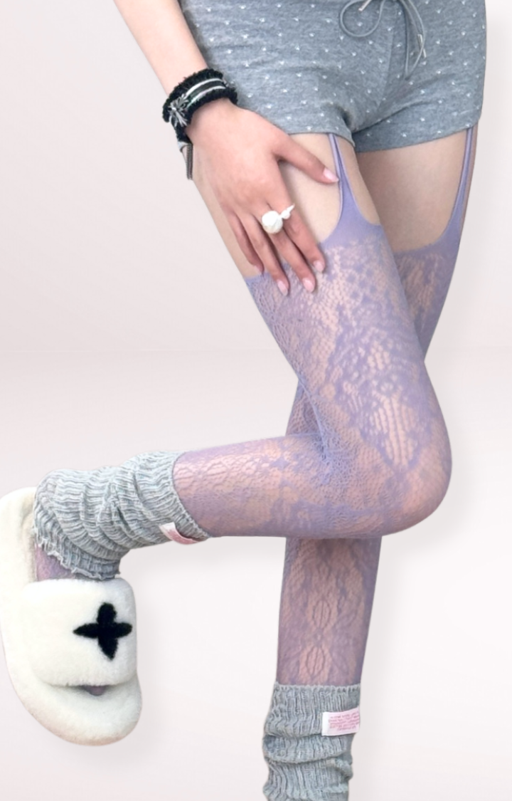 SPIKED LACE GARTER TIGHTS – BABY BRAT SERIES