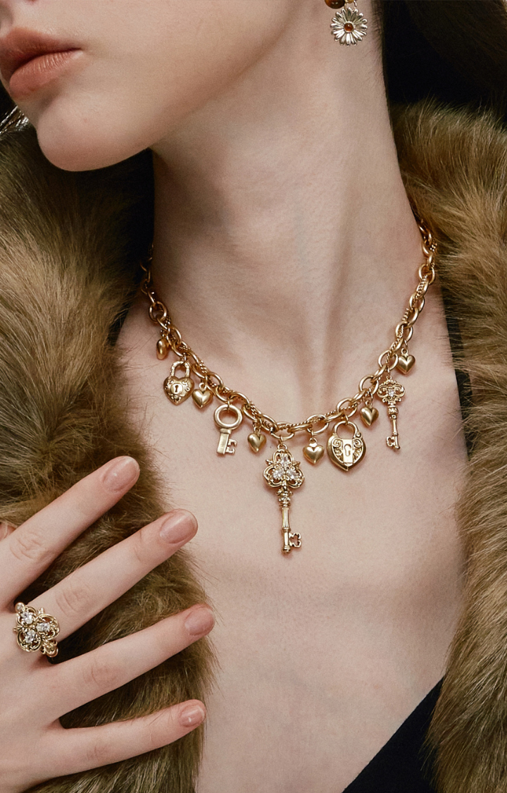 MIDNIGHT KEY CHARM NECKLACE