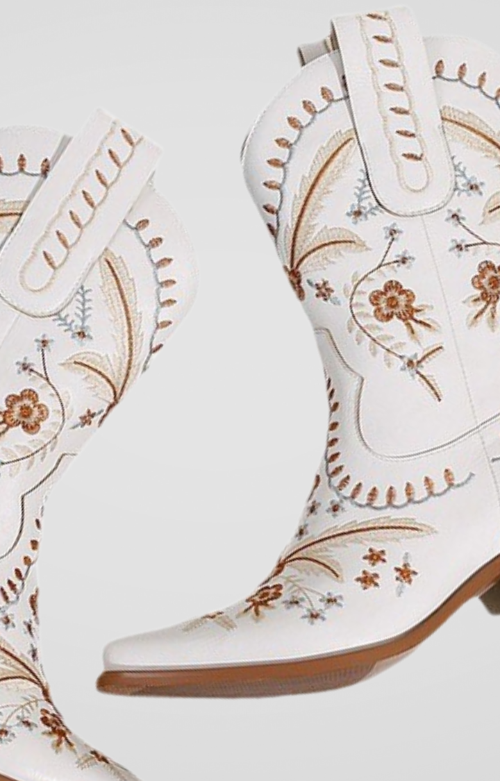 SADDLE BLOOM BOOTS - IVORY WILDFLOWER