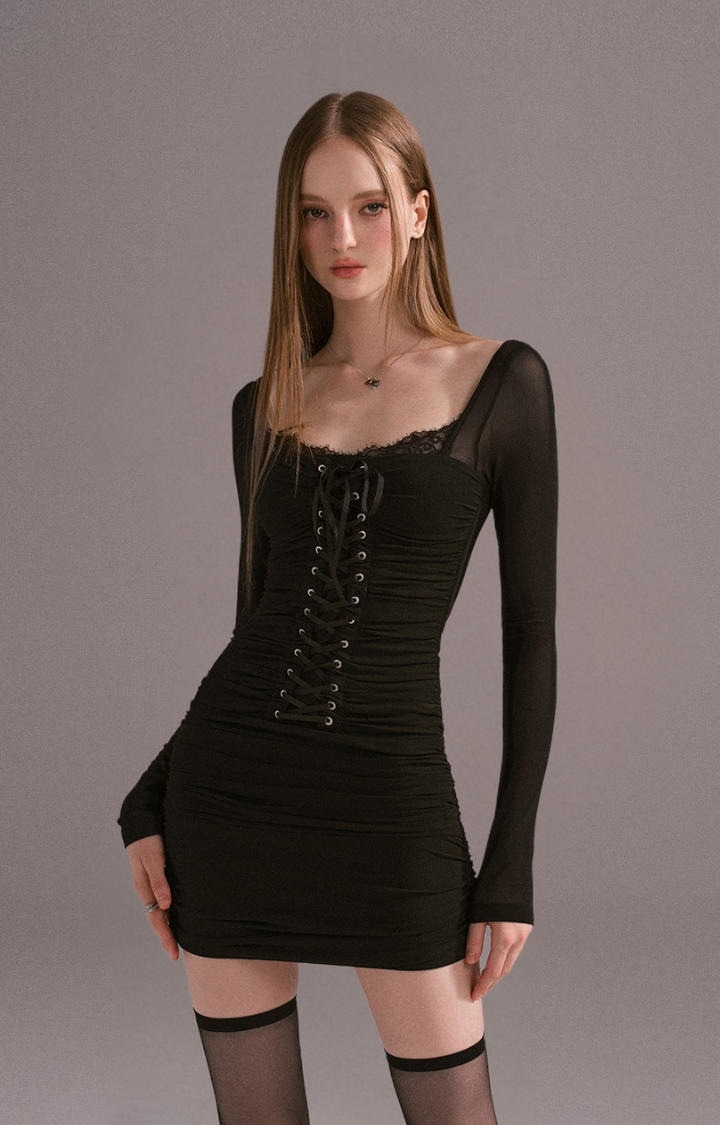 SHADOW LACE-UP BODYCON DRESS