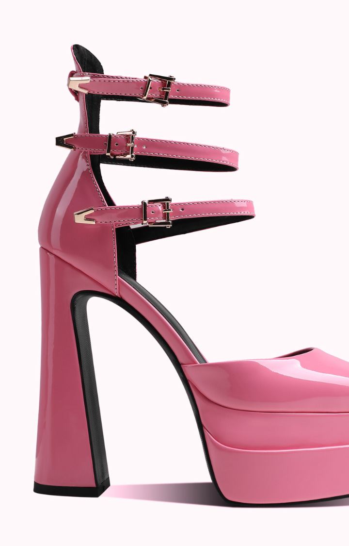 RIOT PATENT TRIPLE-STRAP PLATFORMS - CANDY RIOT