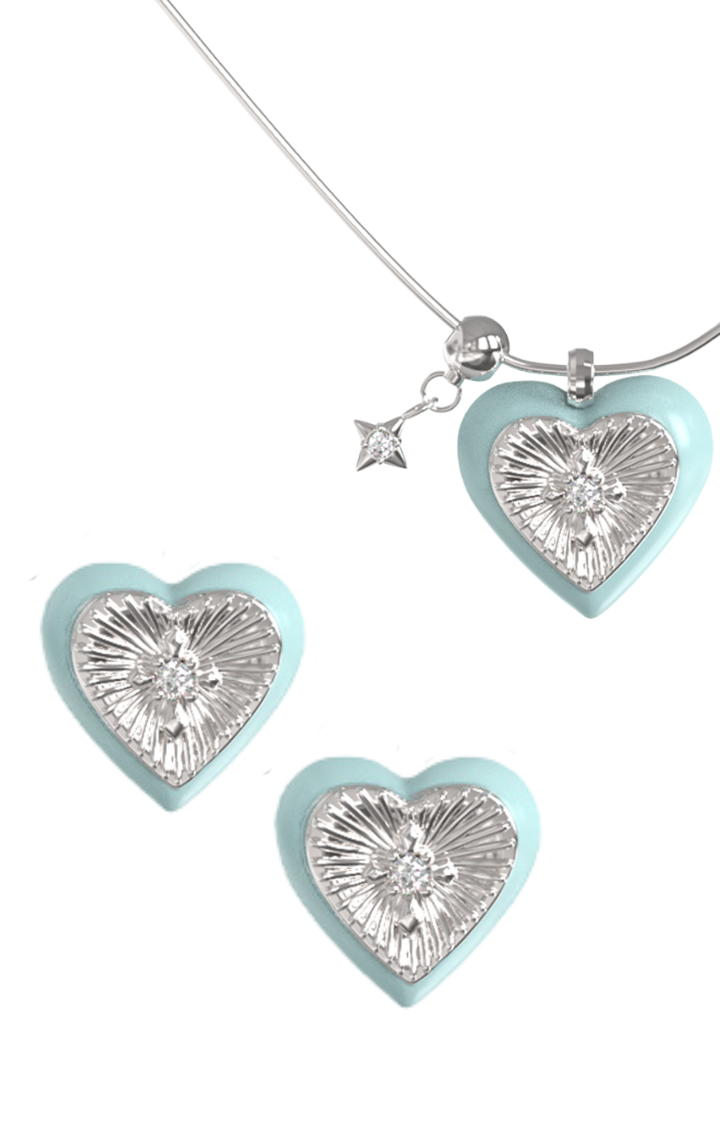 FROSTED MINT LOVE SET - NECKLACE & EARRINGS (GIFT BOXED)