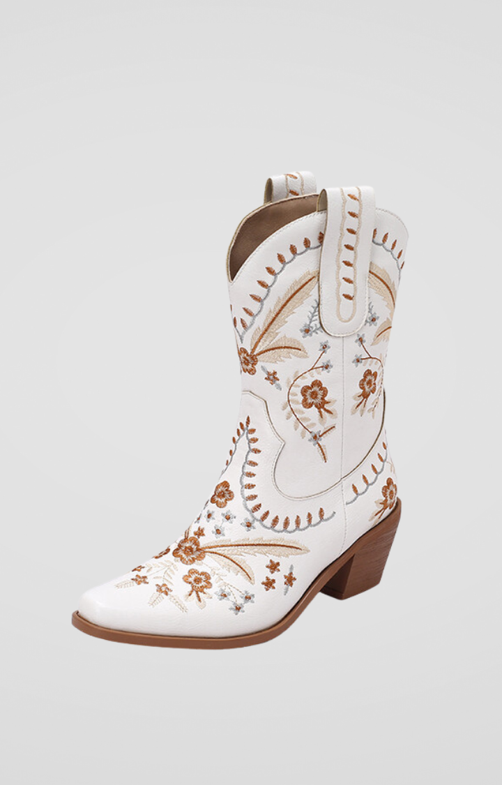 SADDLE BLOOM BOOTS - IVORY WILDFLOWER