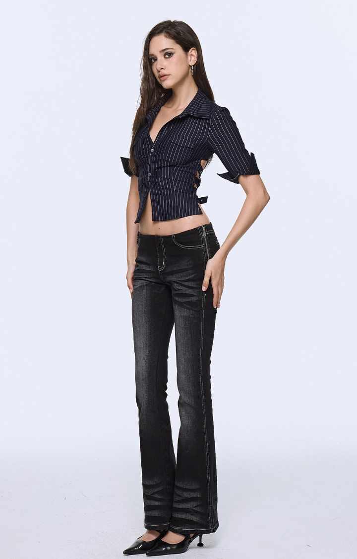 PINSTRIPE ALIBI BACKLESS TOP