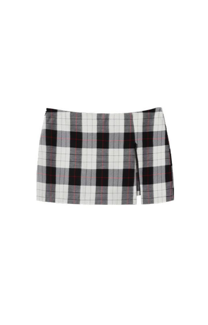 NO SIGNAL PLAID MICRO SKIRT