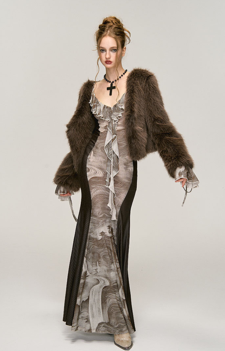 VENOM VEIL RUFFLE MAXI DRESS