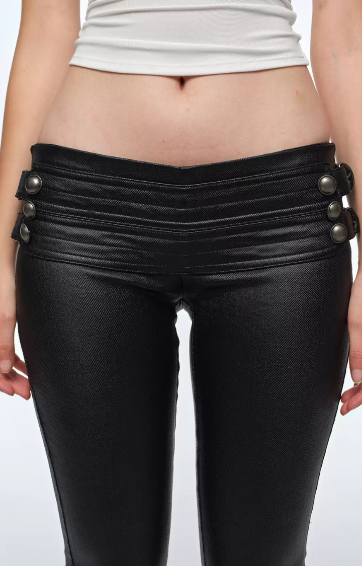 BLACKOUT THEORY COATED LOW-RISE JEANS