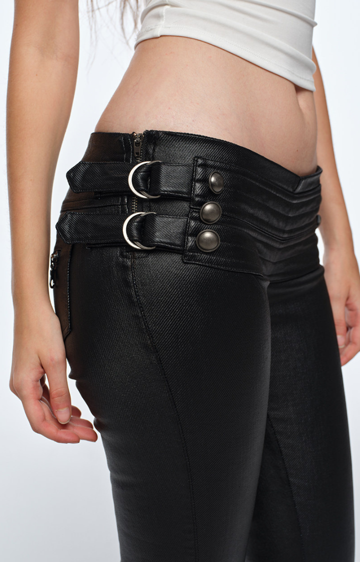 BLACKOUT THEORY COATED LOW-RISE JEANS