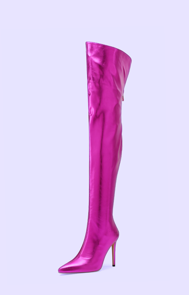 STARLUST OVER-THE-KNEE BOOTS IN MAGENTA RIOT