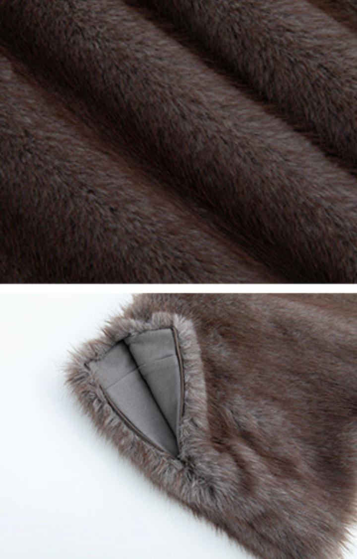 FAUX-FUR LOW-RISE MINI SKIRT IN FROST-GRAY VELVET