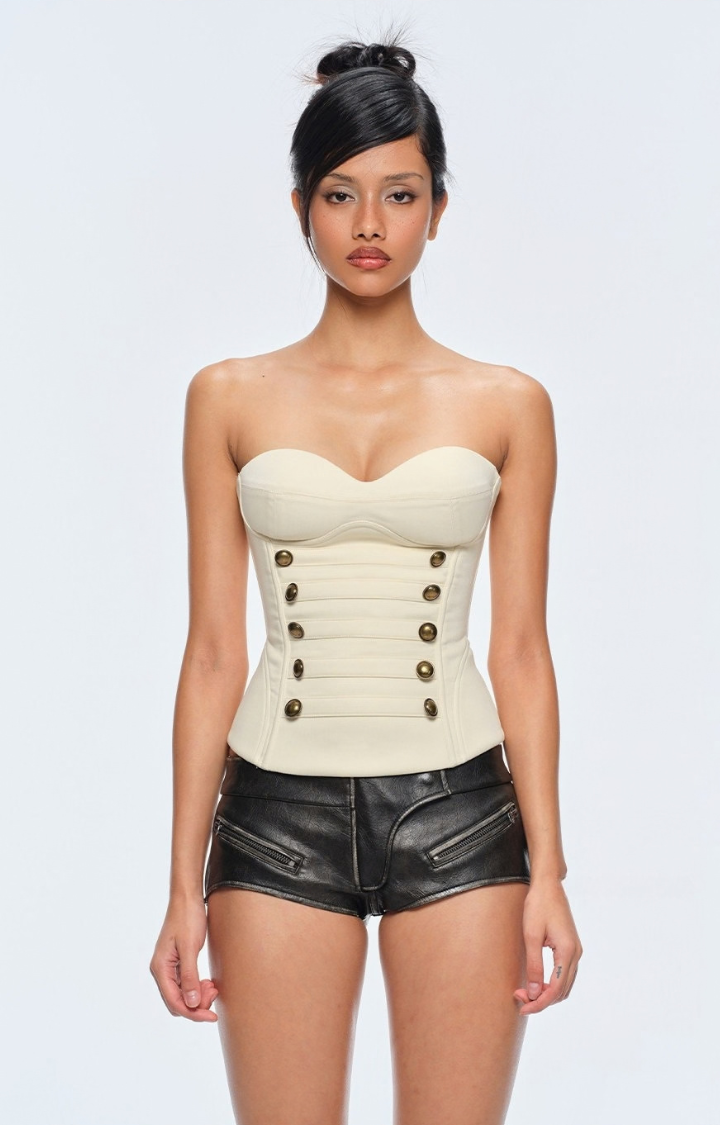 SILENT COMMAND LACE-UP CORSET TOP IN HALO