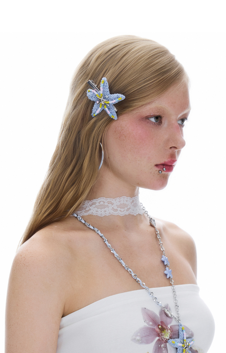 STARLIT SHELL HAIR CLIP - BLUE / MINT