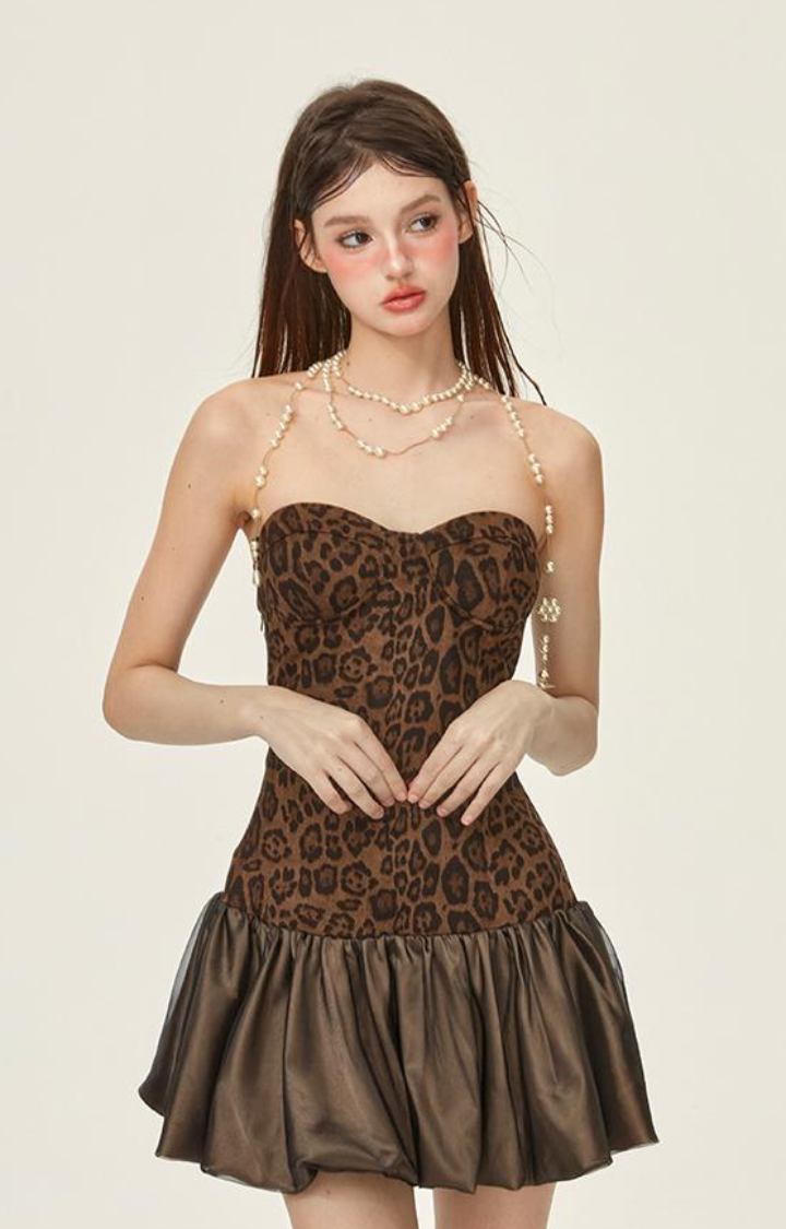 WILD MUSE LEOPARD BABYDOLL DRESS