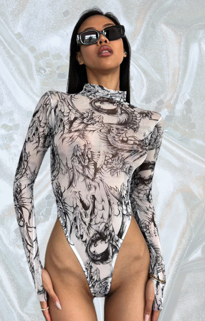 PSYCHEPRINT MESH BODYSUIT
