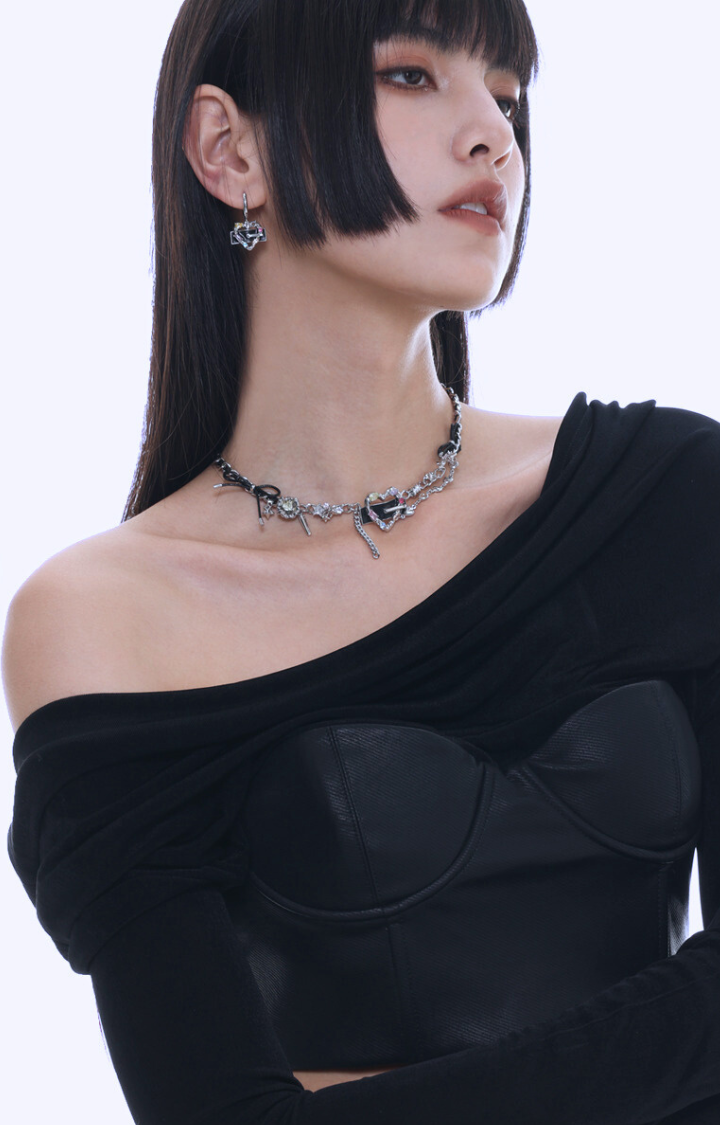 VENOM HEART PUNK COLLAR LEATHER CHAIN NECKLACE