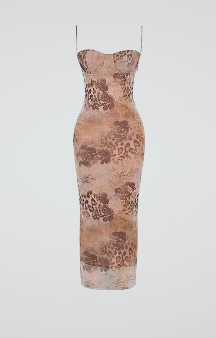 FERAL BLOOM MESH MAXI DRESS