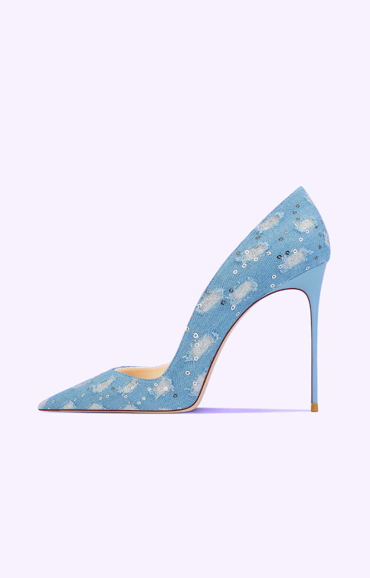 STARLIT BITE SEQUIN STILETTO HEELS - CRYSTAL SKY