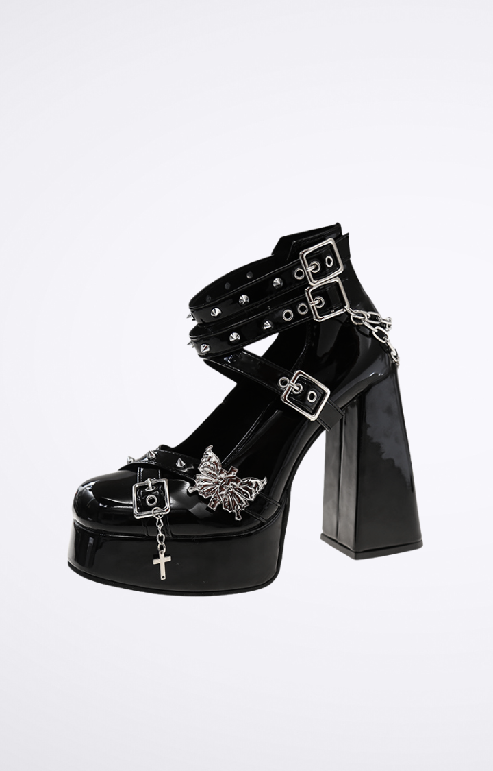 CHROMEHEART BUTTERFLY PLATFORM HEELS