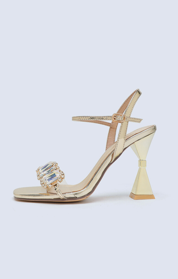 GILDED PRISM CRYSTAL SANDALS IN CHAMPAGNE BLAZE