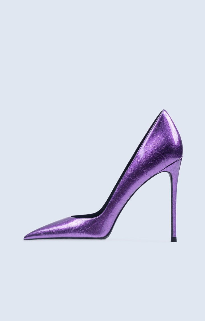 PURPLE STRIKE PATENT STILETTOS