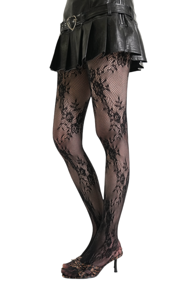 ROSÉ VEIL FLORAL LACE TIGHTS
