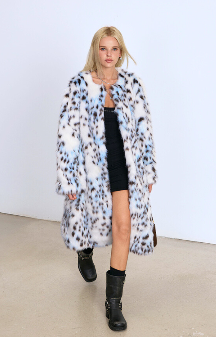 ARCTIC LEOPARD FAUX FUR COAT