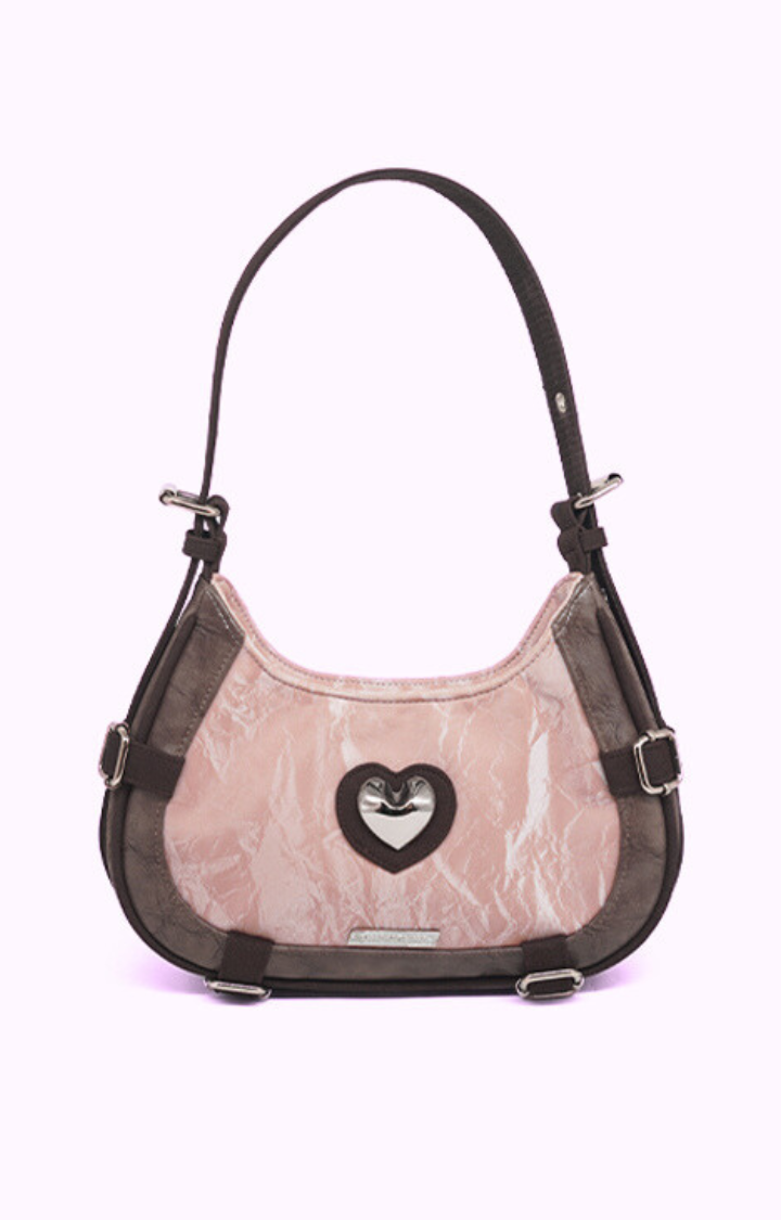 CRUSH HEART PINK VINYL CROSSBODY SHOULDER BAG