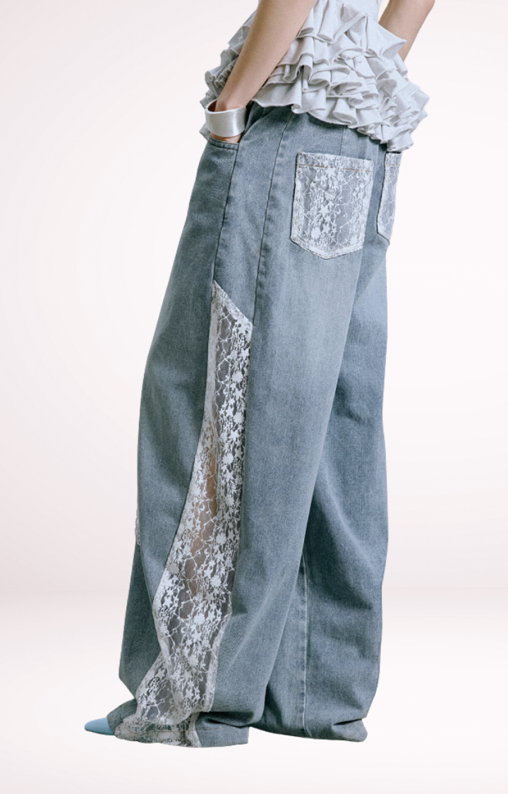 LACE VENOM WIDE-LEG JEANS