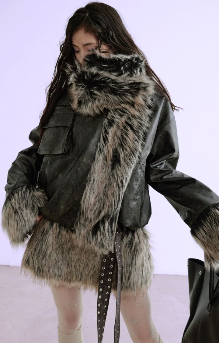 REBEL PELT REVERSIBLE FAUX LEATHER JACKET