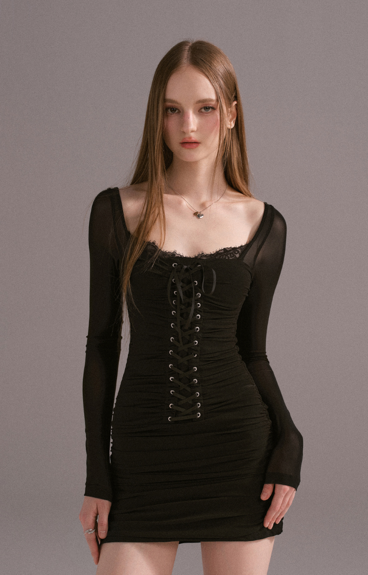 SHADOW LACE-UP BODYCON DRESS