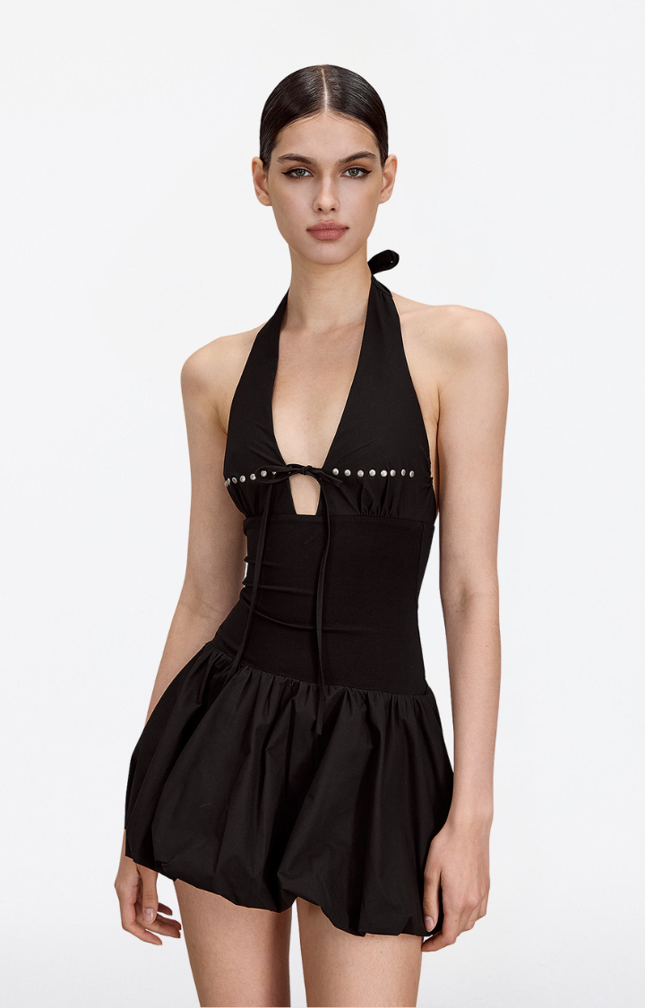 HALO CUTOUT BUBBLE MINI DRESS