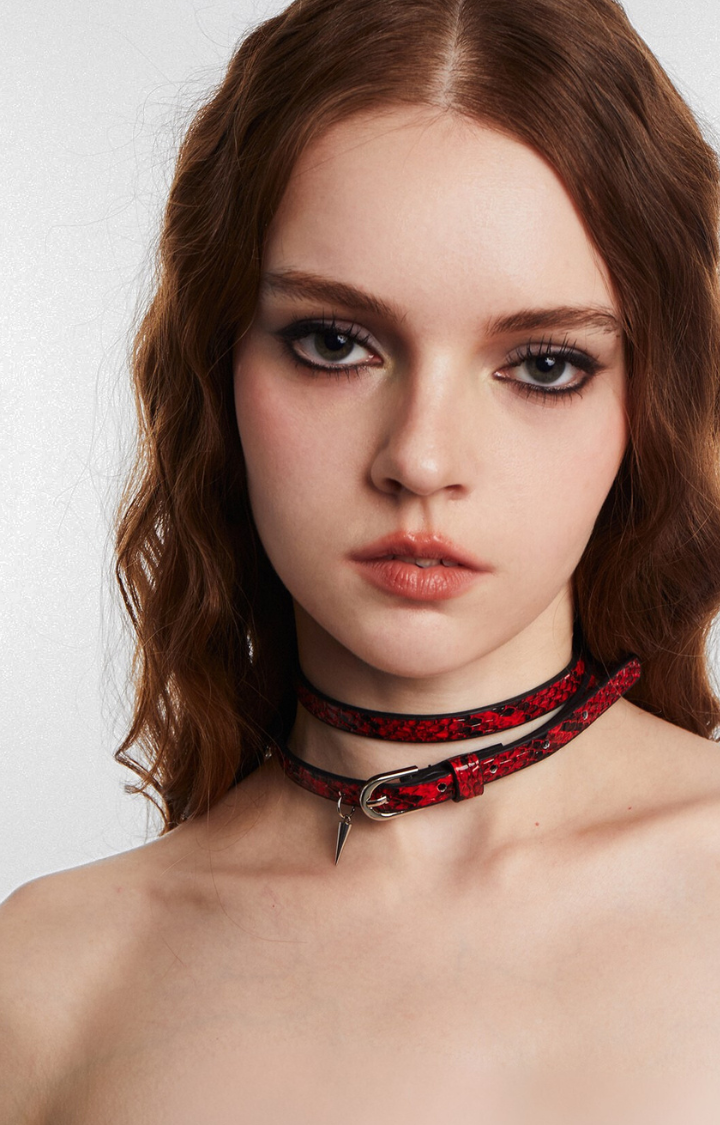DARK RED SNAKE DOUBLE-LAYER CHOKER - GOTHIC REBEL EDITION
