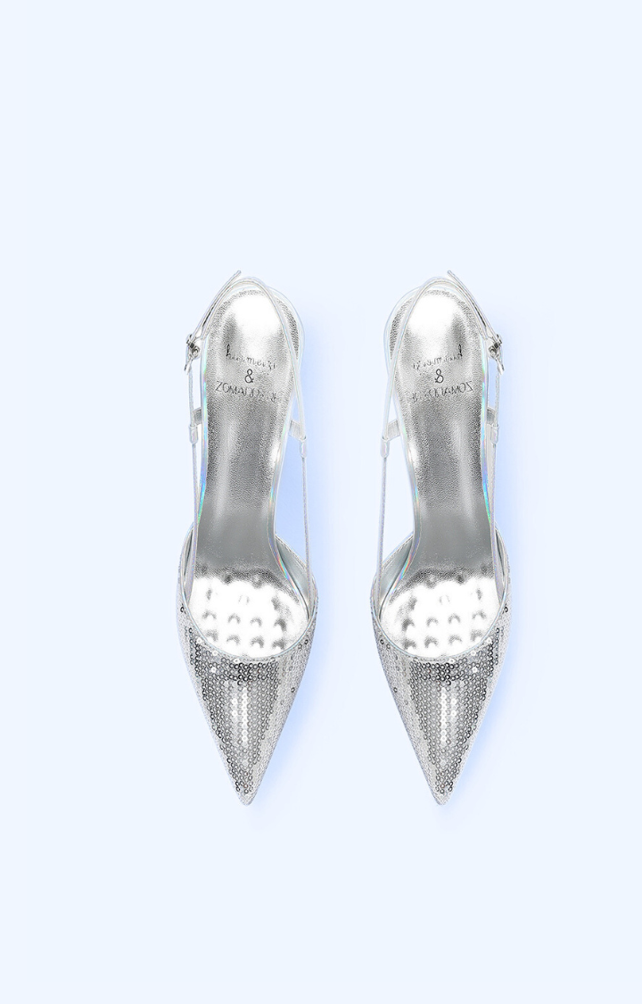 GLITTER BRAT STARLIGHT SLINGBACK STILETTOS IN CHROME DESIRE