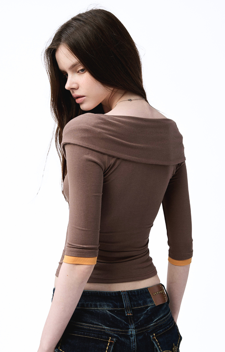 VELVET GRUDGE WRAP TOP IN COCOA VENOM