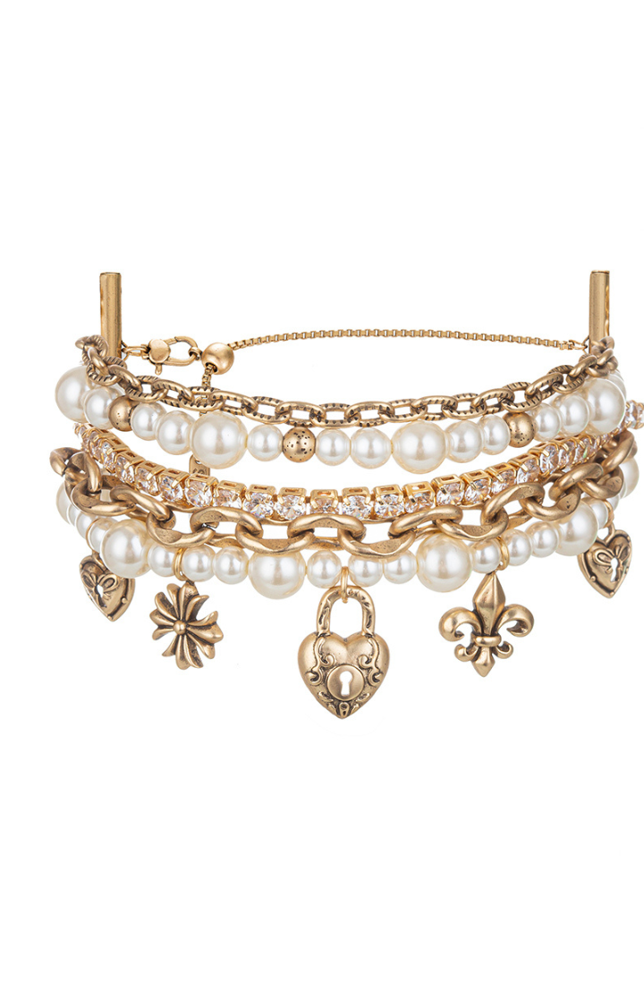 PEARL LOCK KEY MULTI-LAYER BRACELET