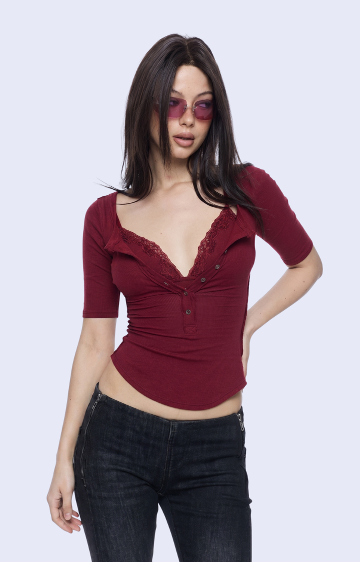 SWEET DAMAGE LACE-LAYER TOP SET