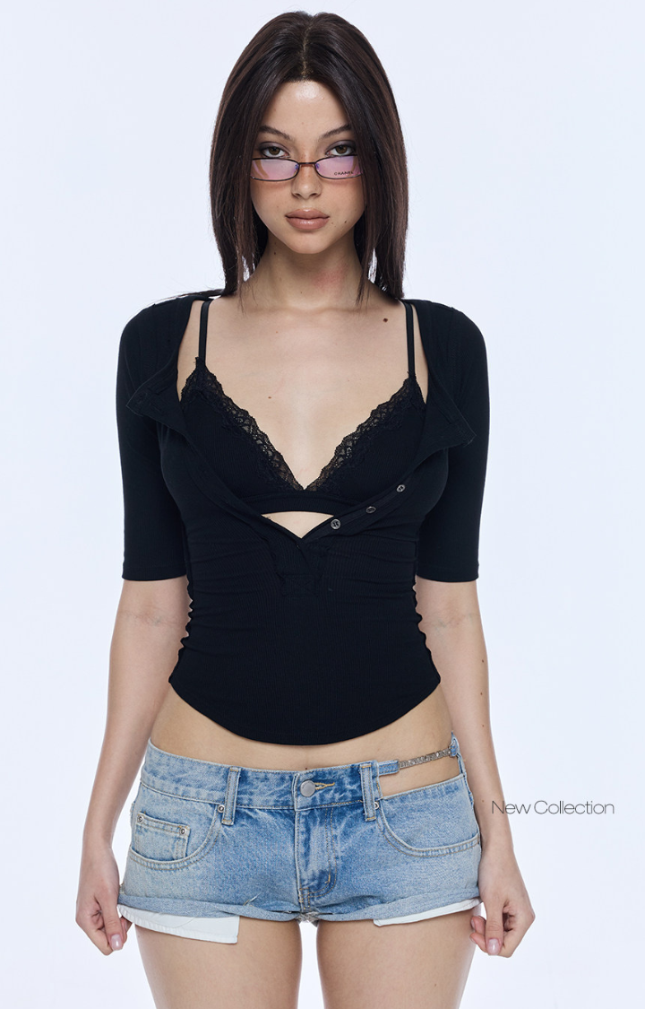 SWEET DAMAGE LACE-LAYER TOP SET