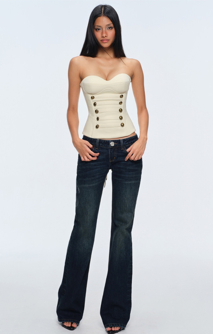 SILENT COMMAND LACE-UP CORSET TOP IN HALO