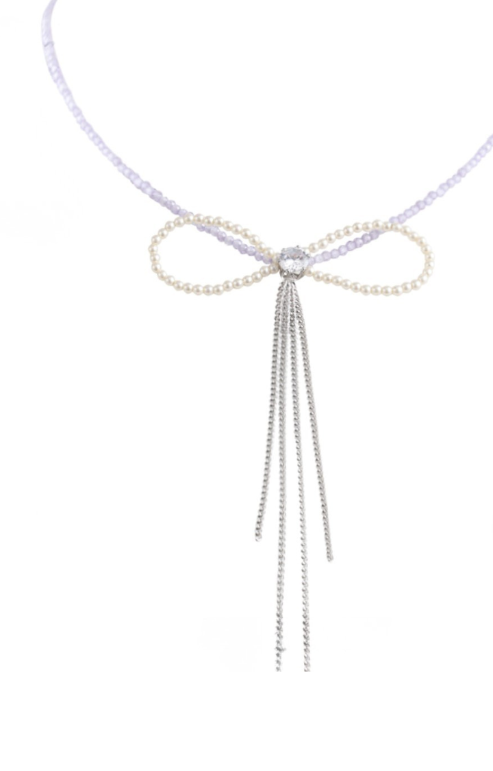 VELVET BETRAYAL BOW CHAIN NECKLACE